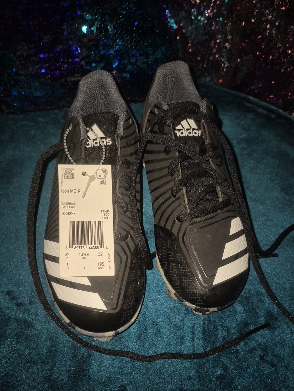 Adidas Little Kid’s Black Gray Baseball Cleats - Icon MD K